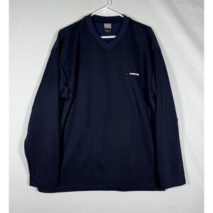 Nike Baseball Sweatshirt Mens XL Blue L/S Batting Cage V-Neck Pullover Shirt VTG